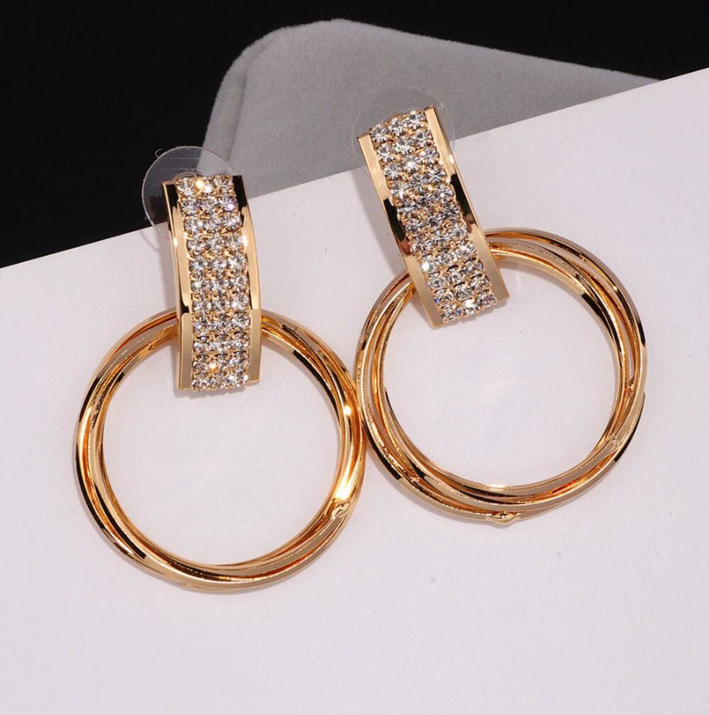 Evelyn Crystal Gold Drop Earrings